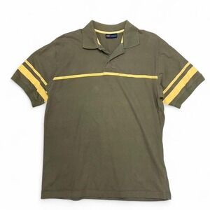 Vintage Y2K Faded Glory‎ Men's Rugby Polo Shirt Size Medium Green Downtown